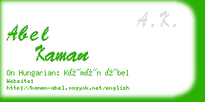 abel kaman business card